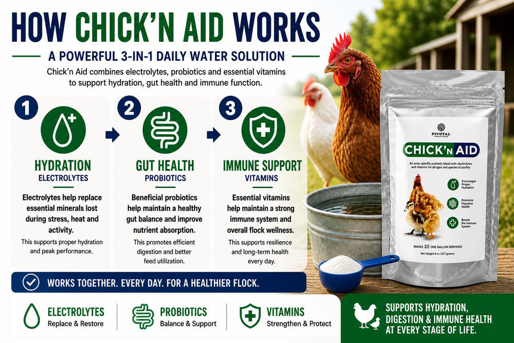 Pivotal Chick’n Aid vitamin-mineral blend shows immune support.