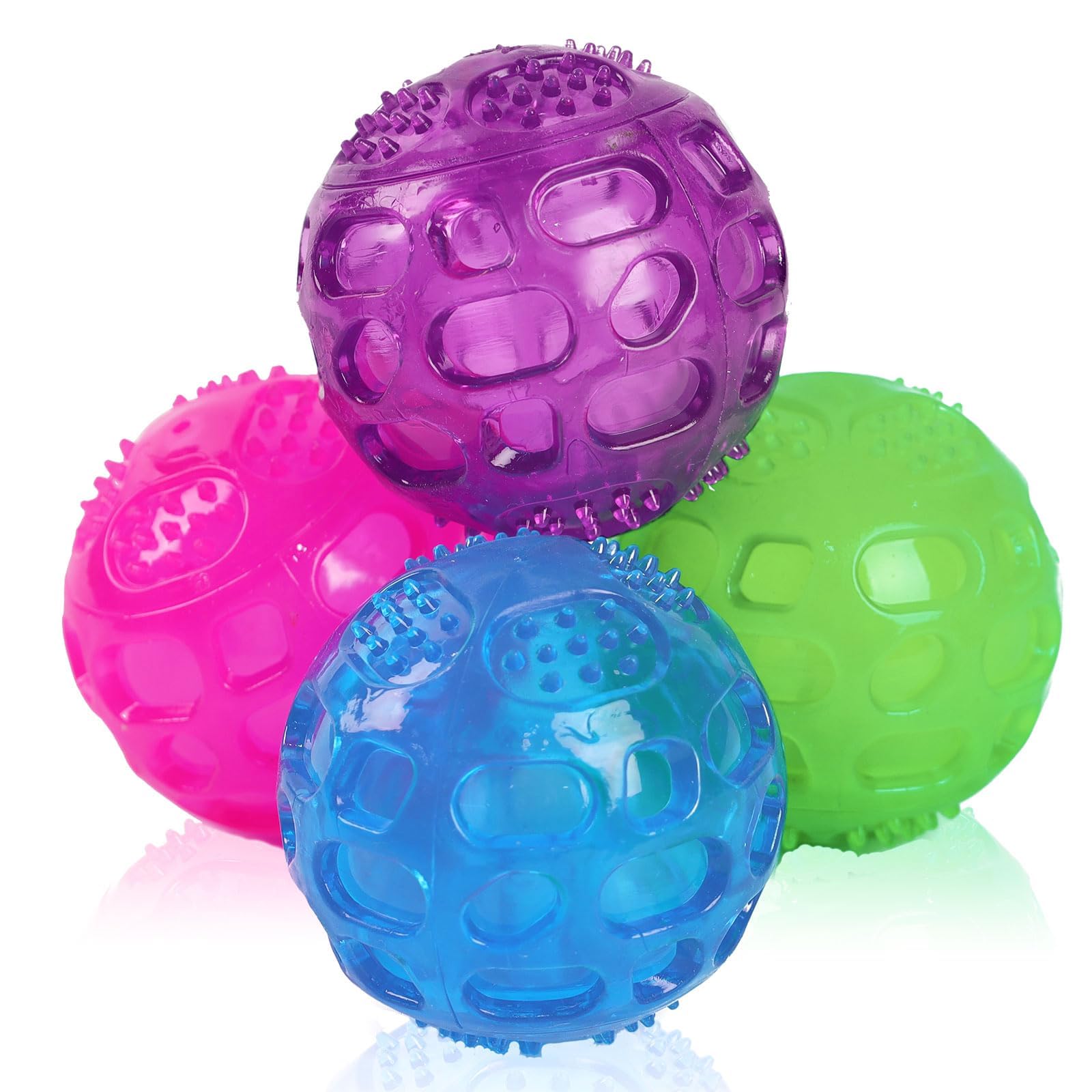 PJDH 3 inch red squeaky ball closeup for active fetch and engaging play.