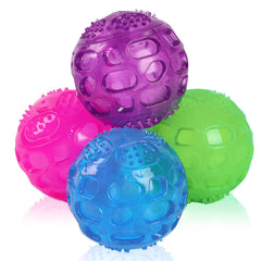 PJDH 3 inch red squeaky ball closeup for active fetch and engaging play.