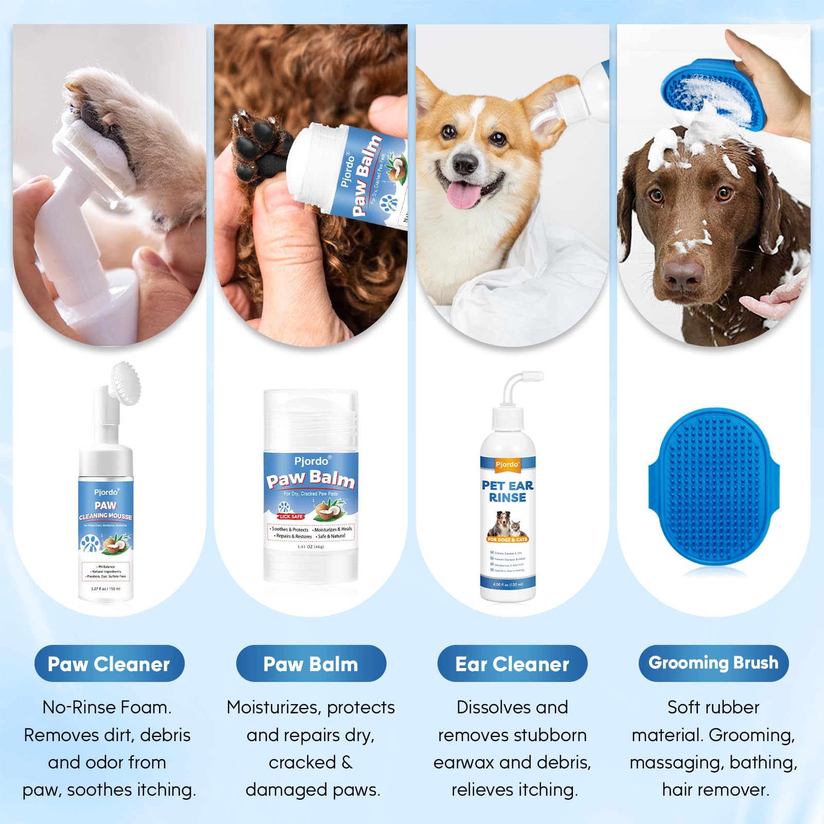 Pjordo grooming glove wipes quickly remove odors and dirt for a refreshed coat.