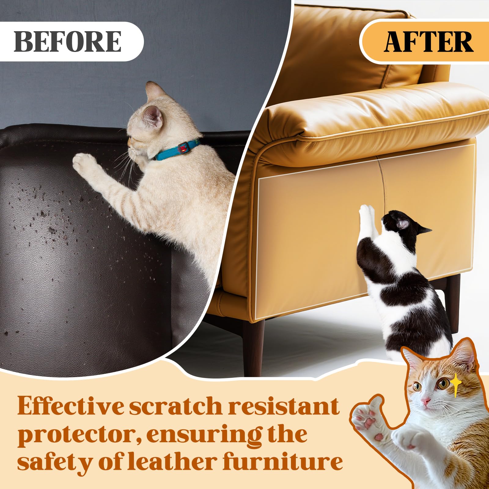 PJT Leather-compatible-protector preserves original leather look while shielding from claws.