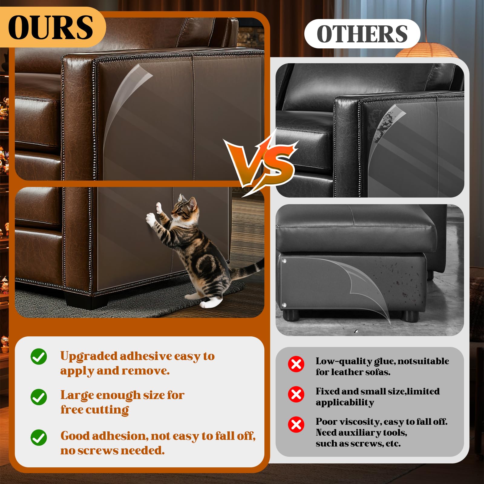 PJT Residue-free-adhesive ensures easy removal without harming leather furniture.