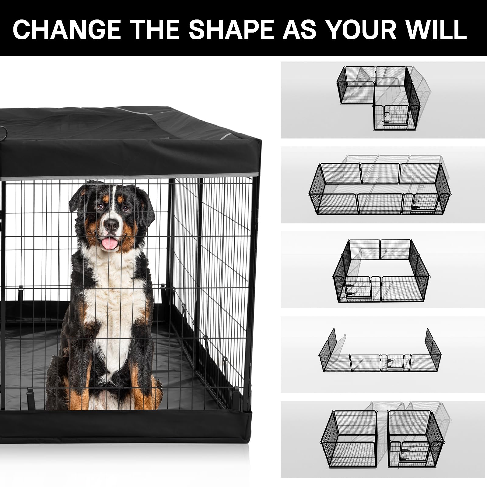 PJYuCien dog pen with dual-door latch for secure access.
