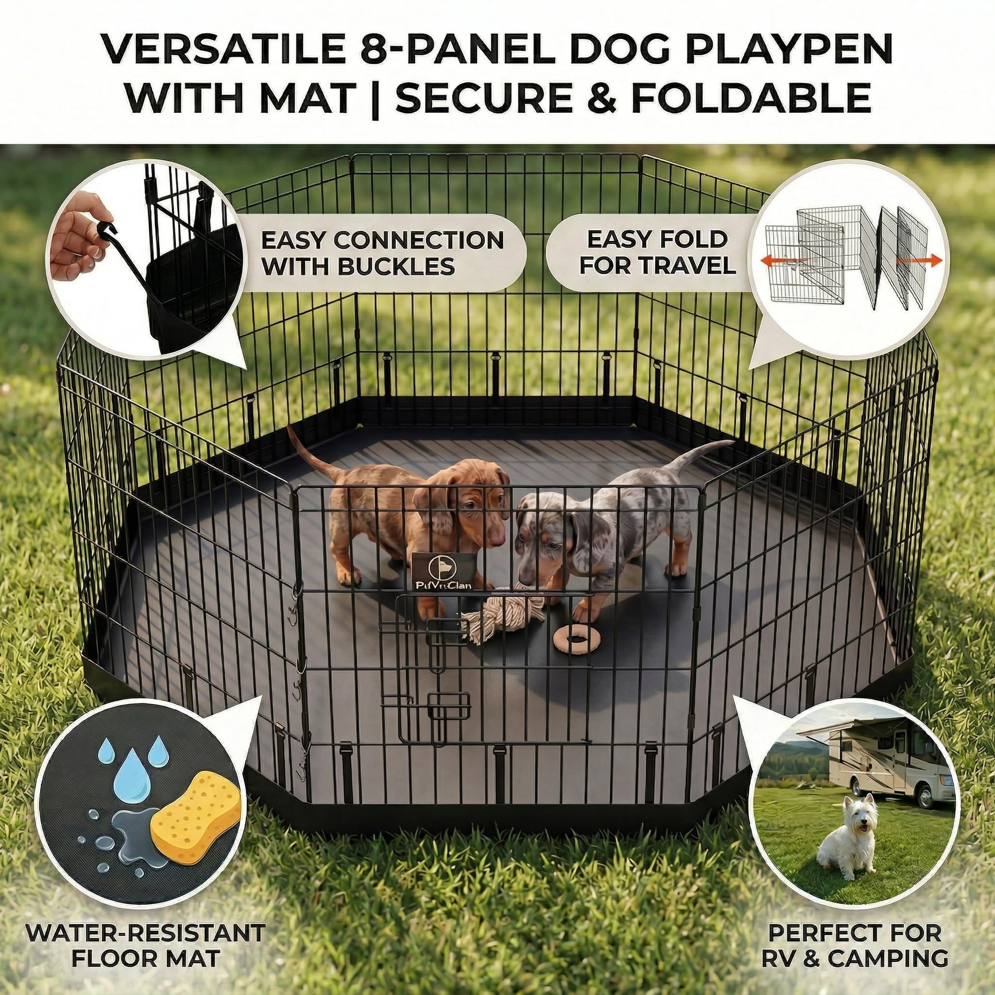 PJYuCien folding playpen mechanism for quick setup