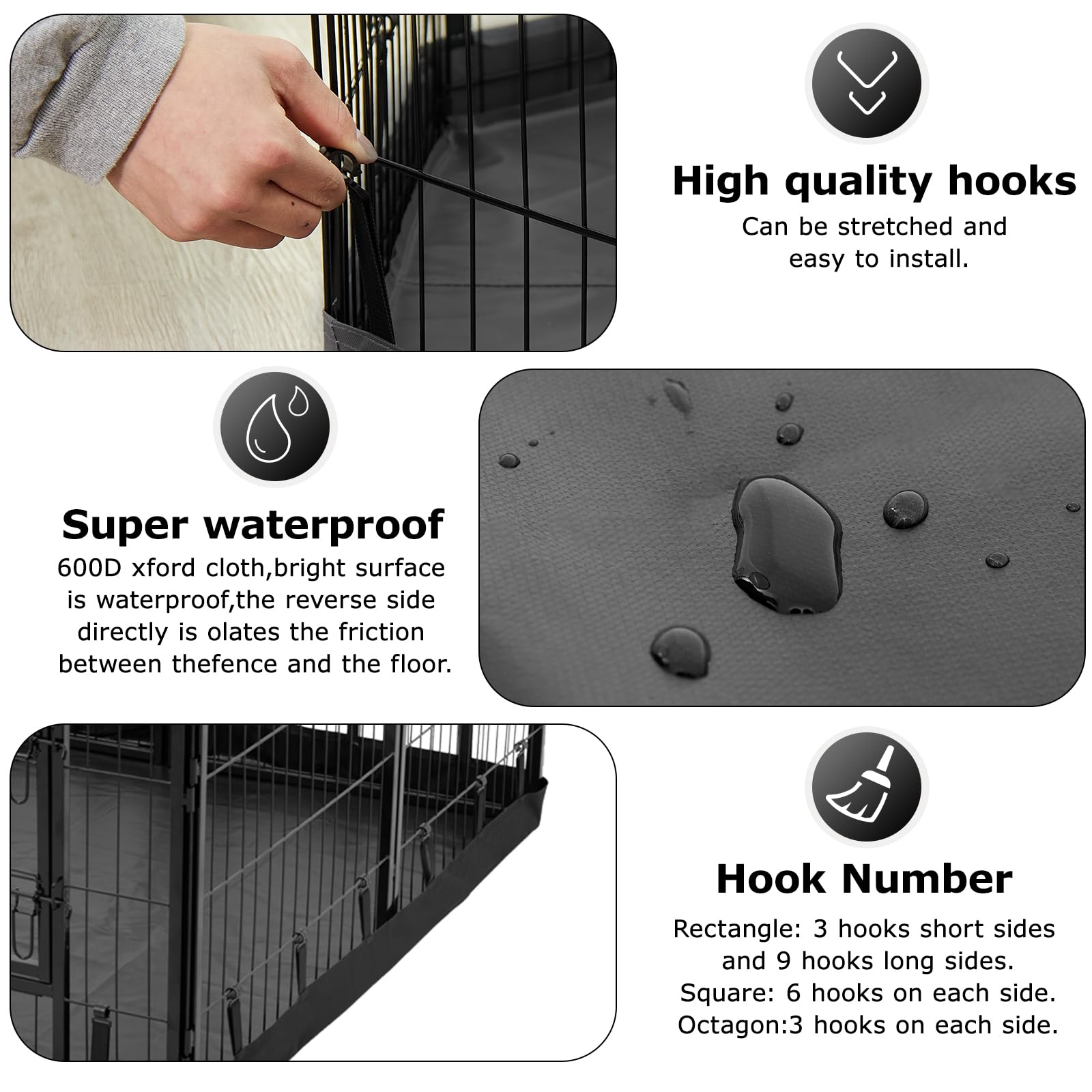 PJYuCien bottom pad provides floor protection under the dog pen during activities.