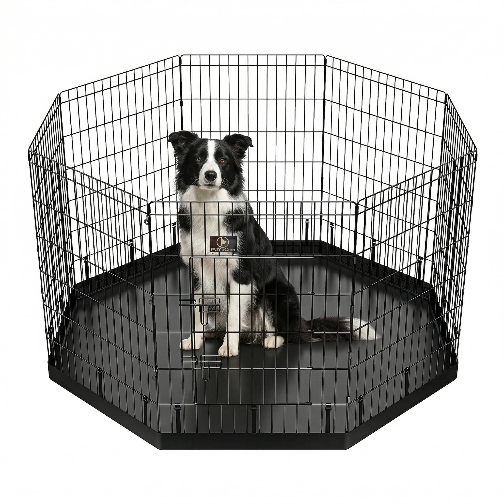 PJYuCien dog playpen bottom pad shows waterproof surface for mess containment
