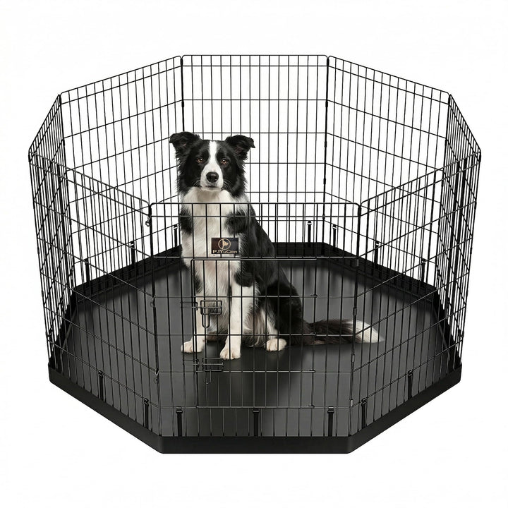 PJYuCien dog playpen bottom pad shows waterproof surface for mess containment