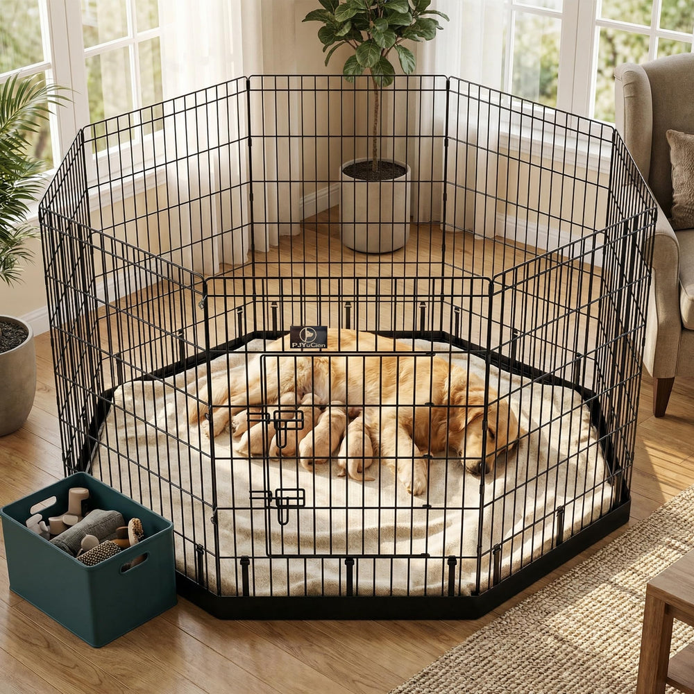 PJYuCien dog playpen easy-clean design with removable bottom pad
