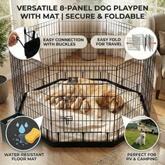 PJYuCien dog playpen folding eight panels demonstrates tool-free setup and portability