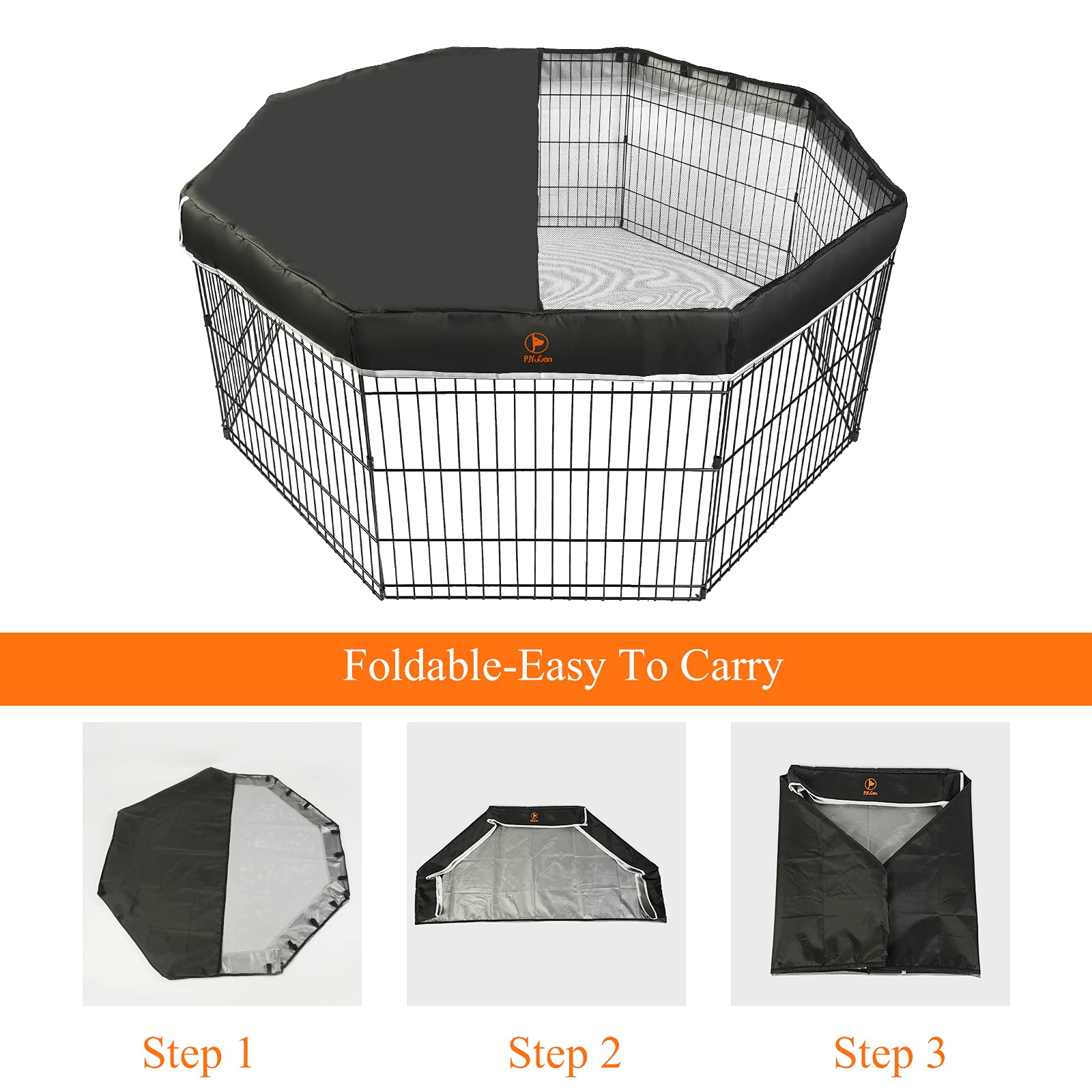 PJYuCien dog playpen cover folds compactly for transport.