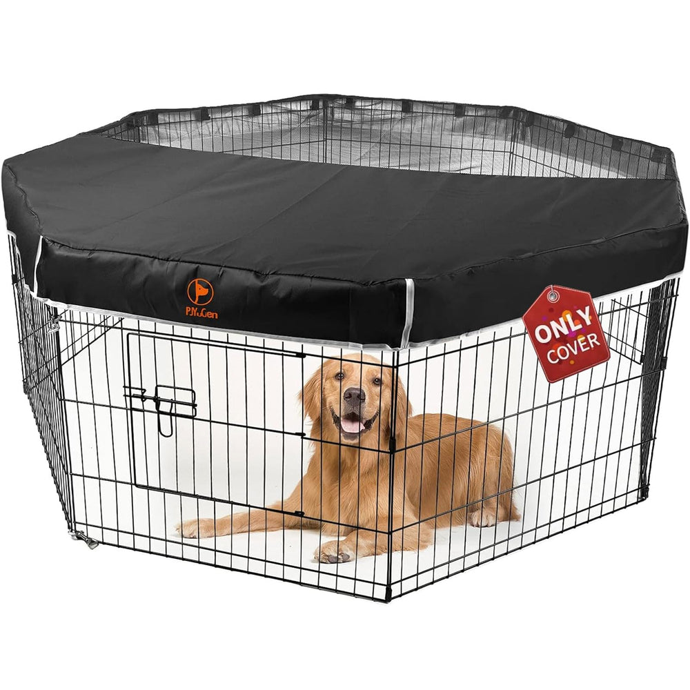 PJYuCien top cover for dog playpen, side view with breathable mesh.