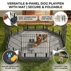 PJYuCien folded dog playpen compact for travel and storage.