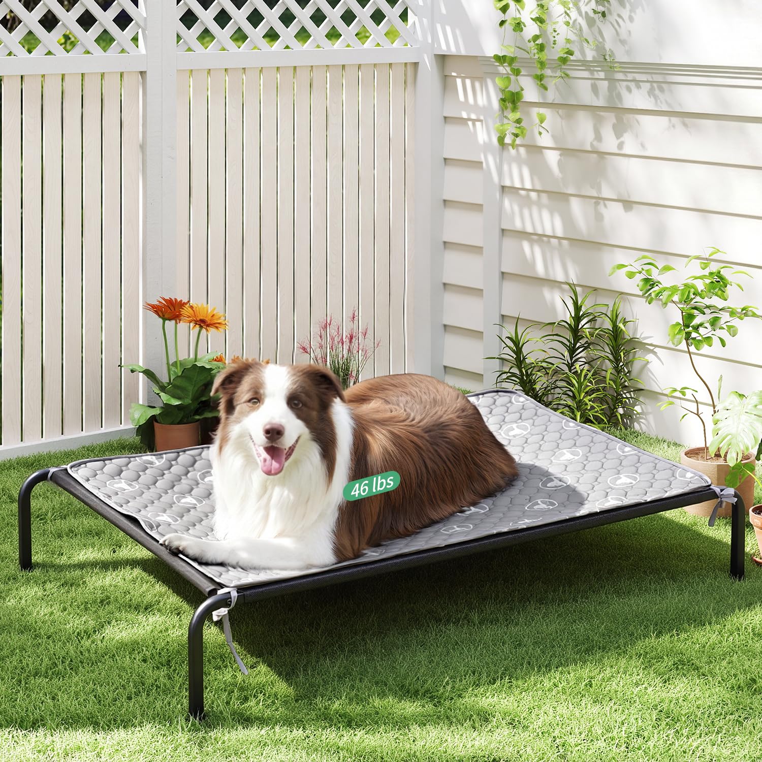 PJYuCien 48-inch bed with pad supports versatile camping and backyard use.
