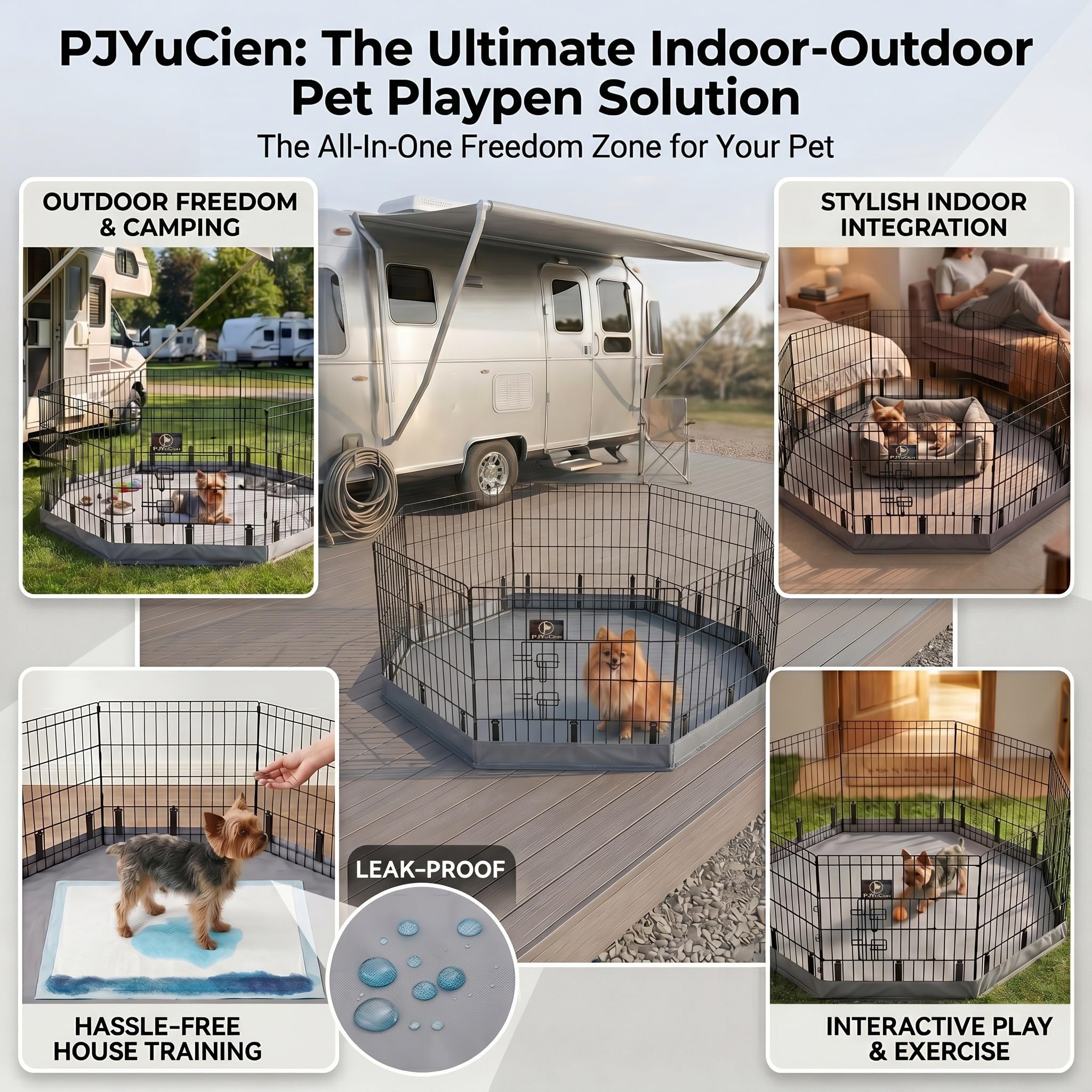 PJYuCien playpen enables puppy training and safe confinement for small pets.