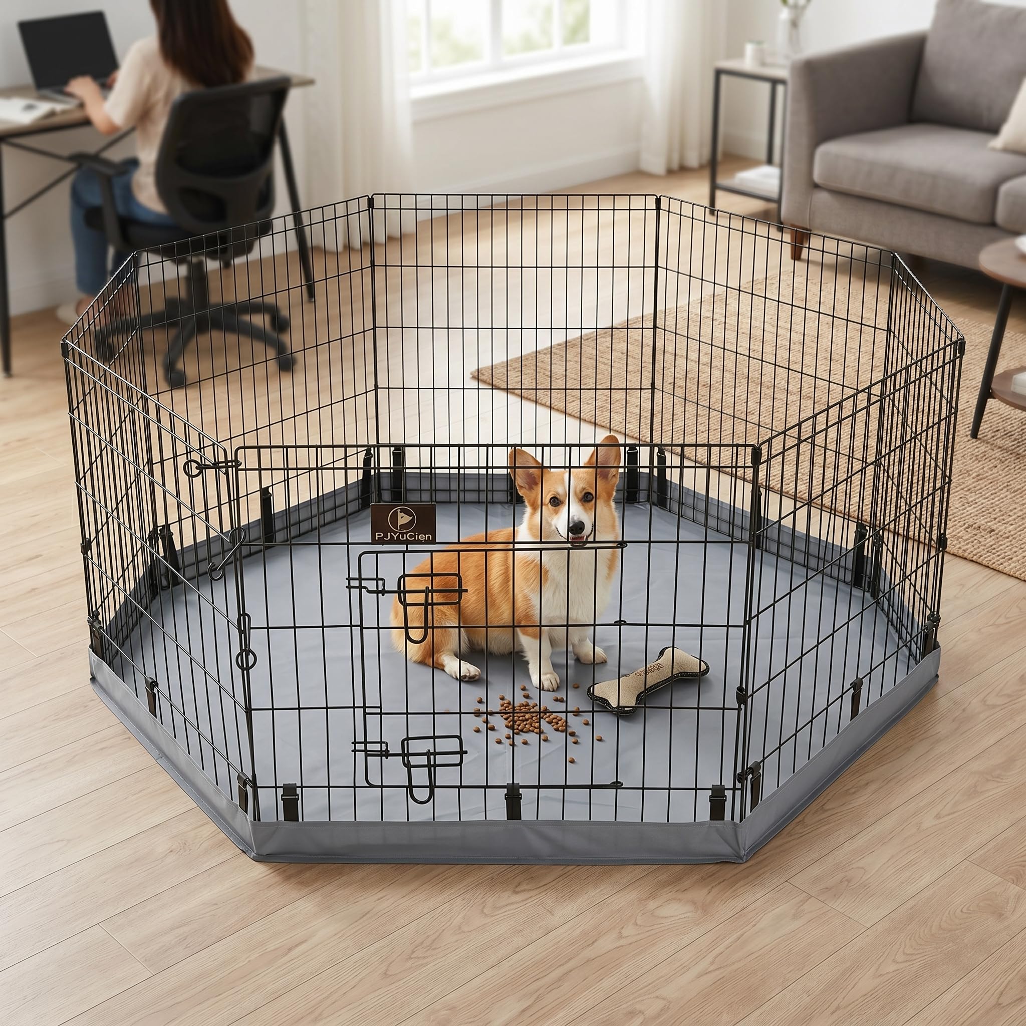 PJYuCien 8-panel dog pen showing 30" x 24" panels