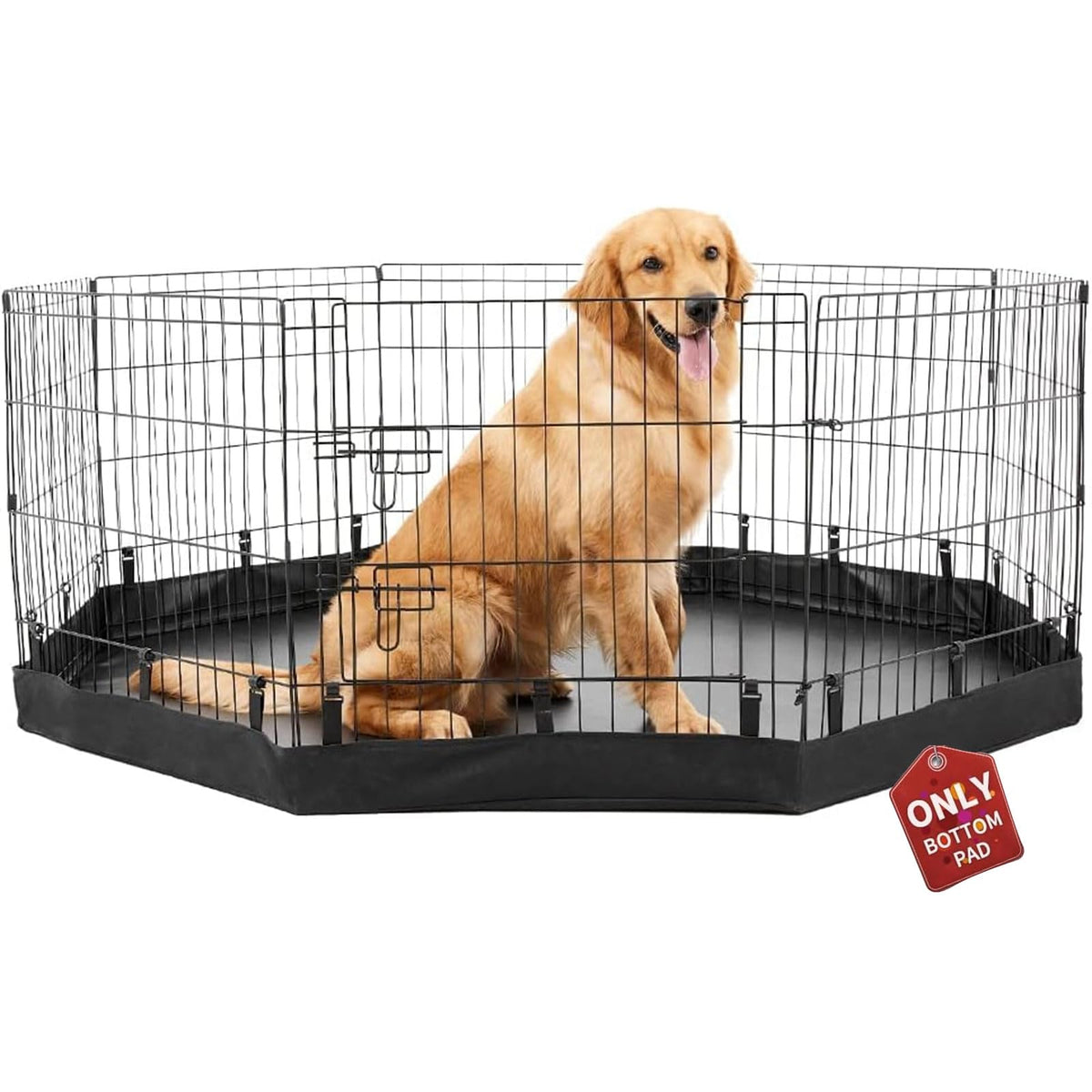 PJYuCien dog playpen bottom pad inside a 24-inch octagon pen, ready for use.