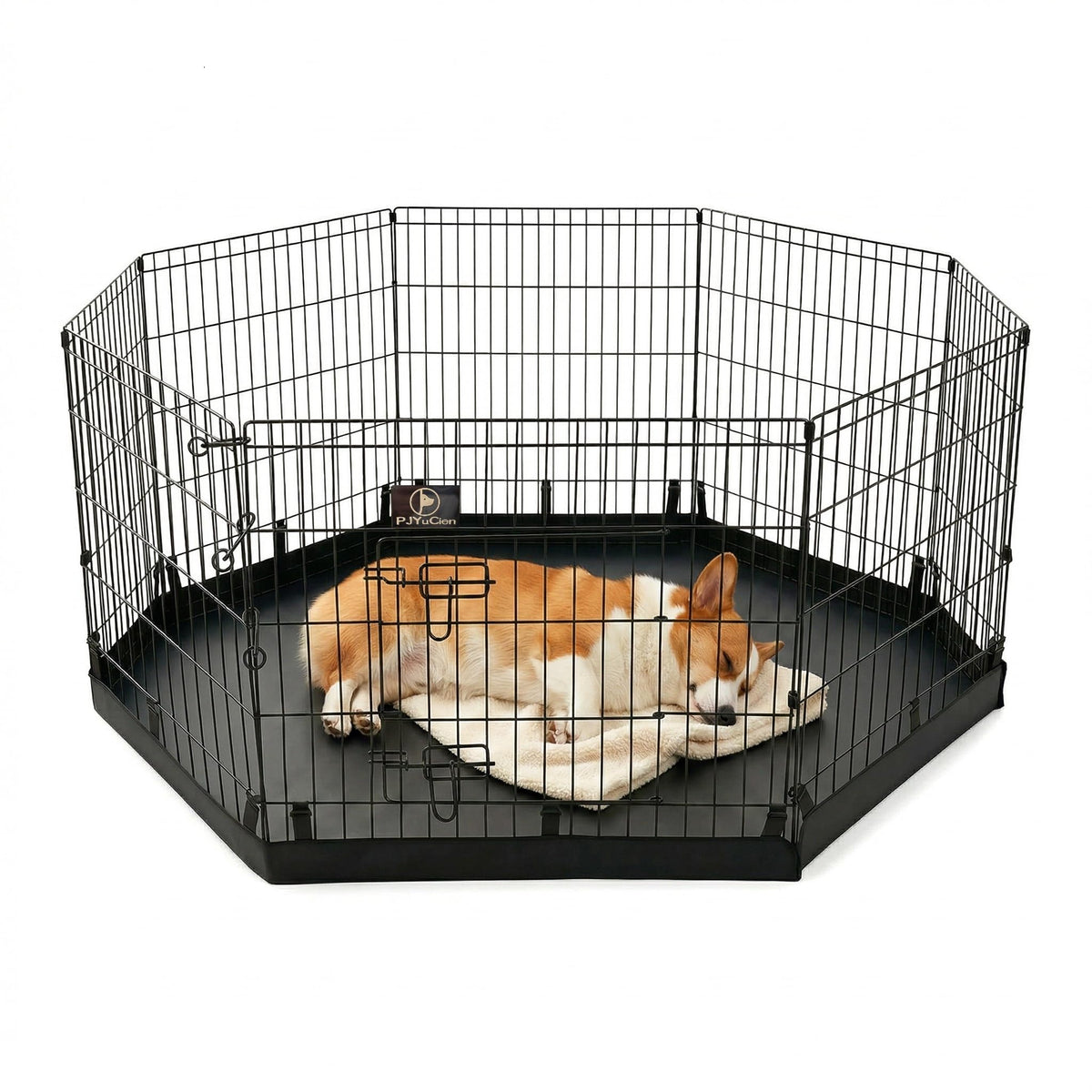 PJYuCien dog playpen bottom pad assembly for secure, spill-free setup at home.