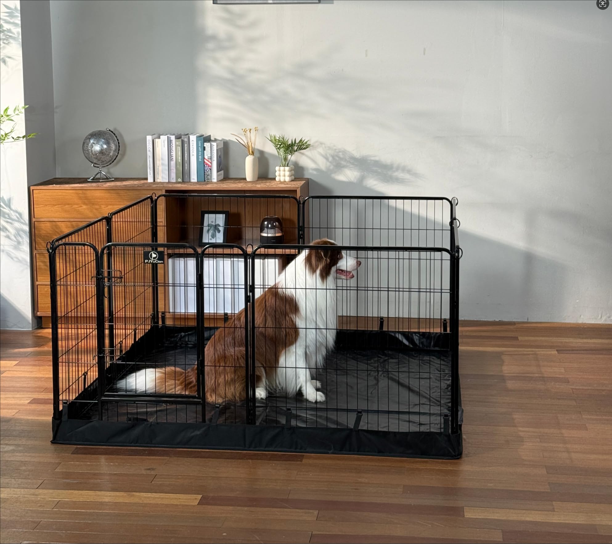 PJYuCien dog playpen door open for easy puppy access