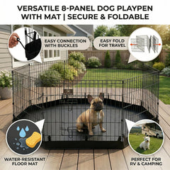 PJYuCien dog playpen folding design enables quick setup and portability.