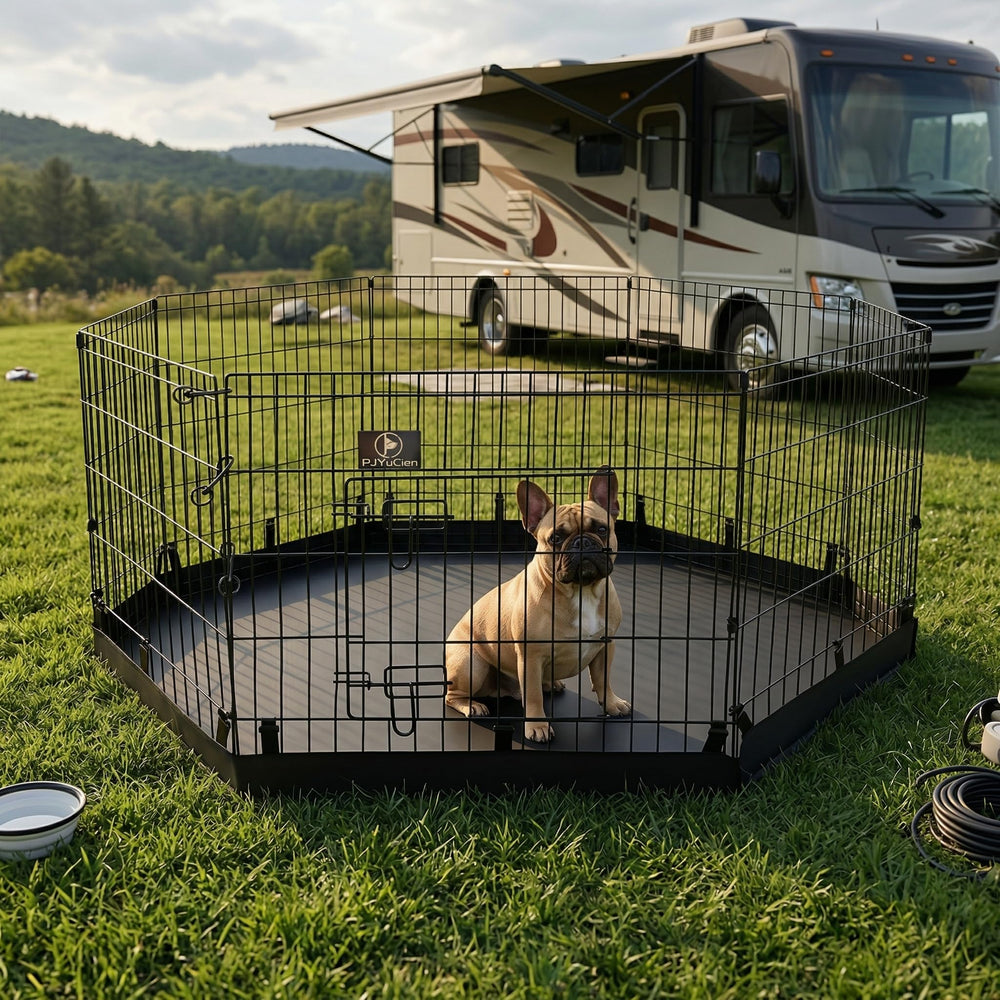 PJYuCien dog playpen multi-pet use allows safe, contained play.