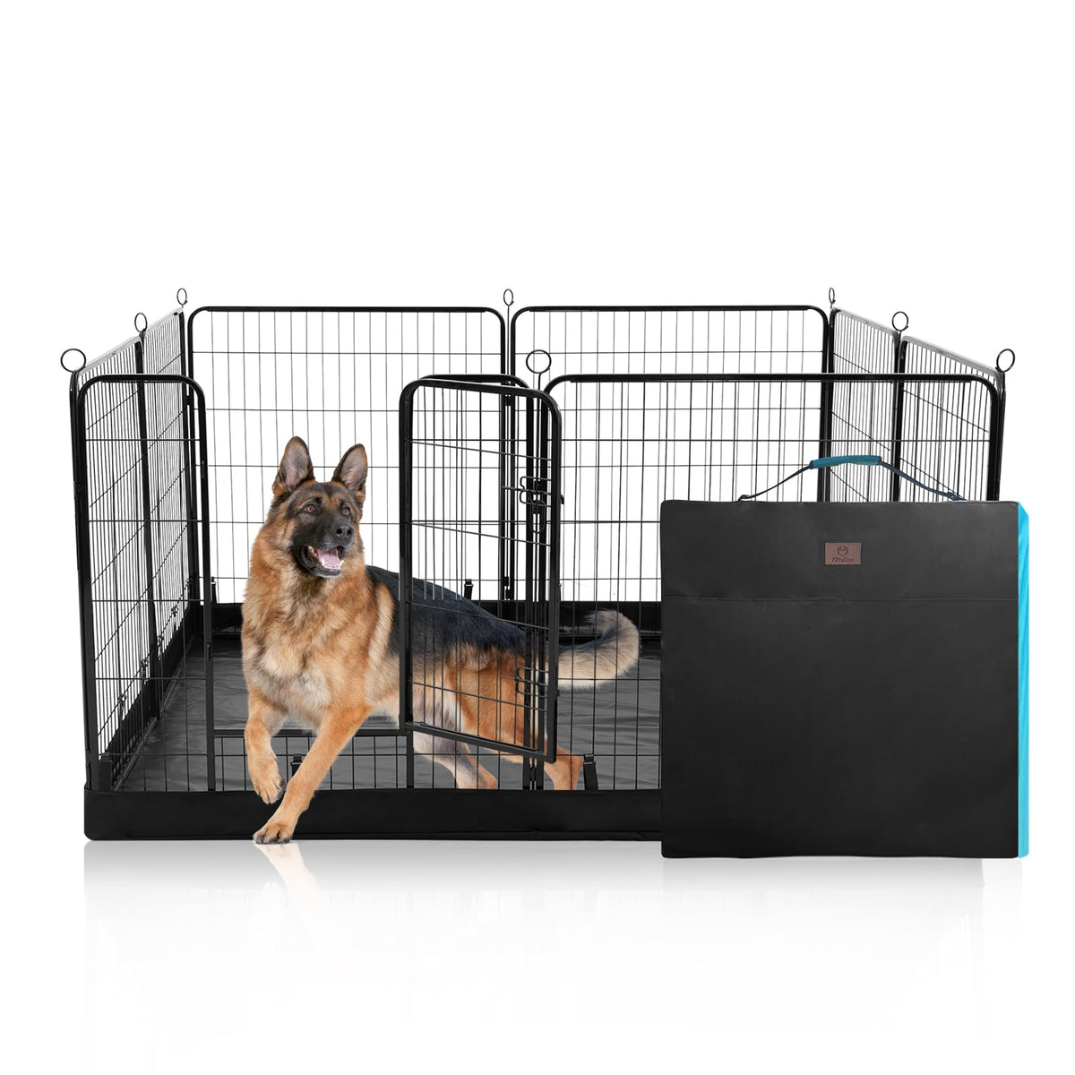 PJYuCien dog playpen with storage bag set up for travel