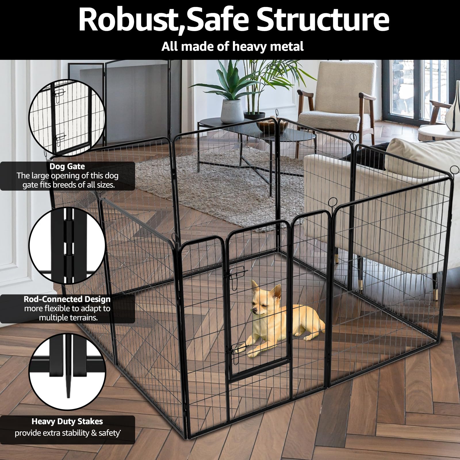 PJYuCien eight-panel square layout for versatile small-dog space
