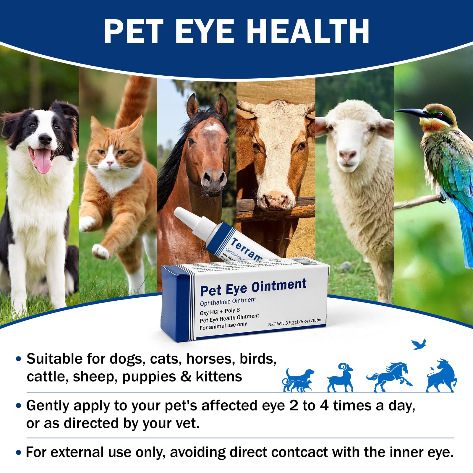 PKperekond Pet Eye Cream applying to the eye area for comfort