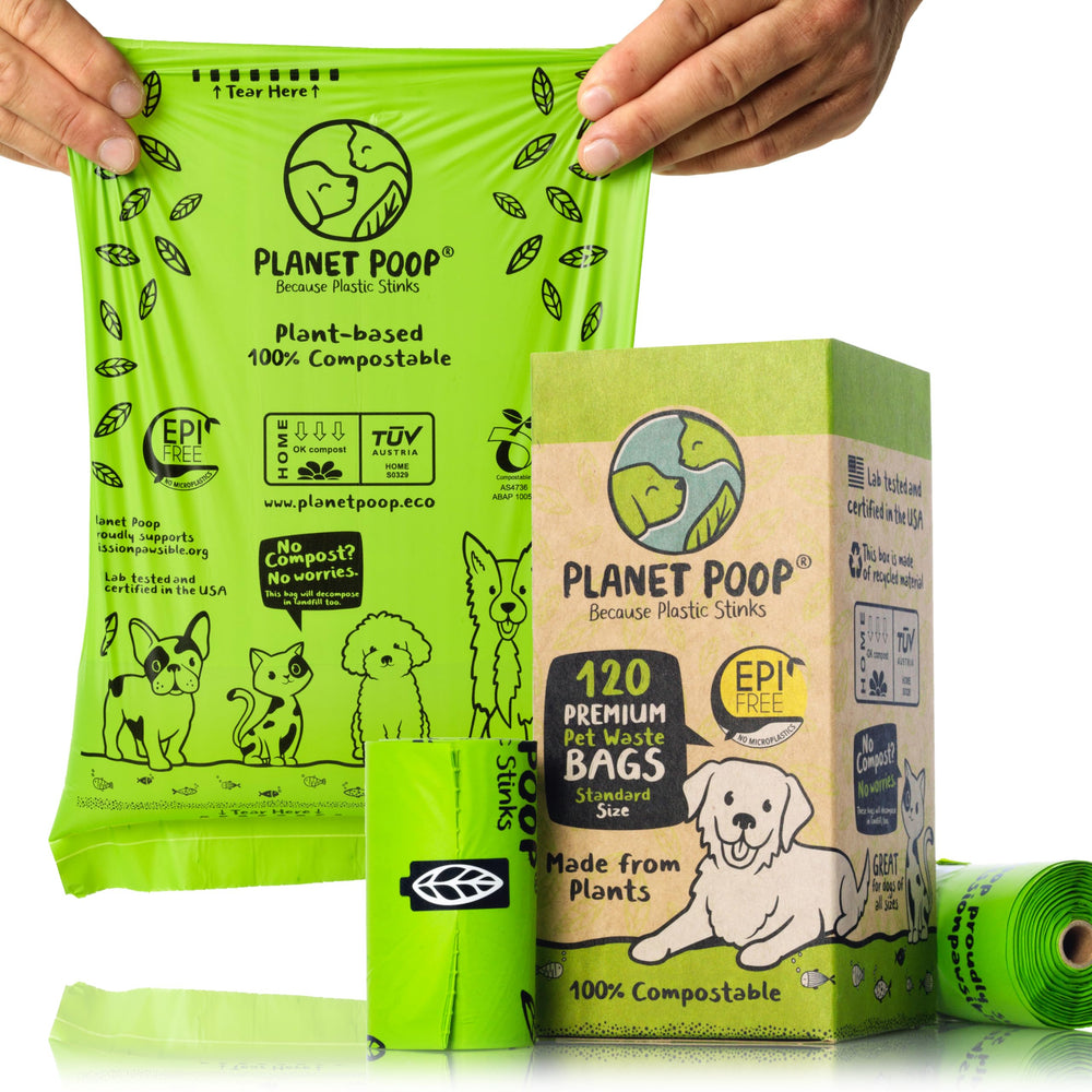 PLANET POOP refill rolls with 120 un-scented bags for easy cleanup
