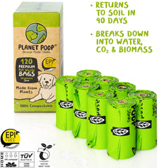PLANET POOP 20 micron thick leakproof bags for mess-free pickups