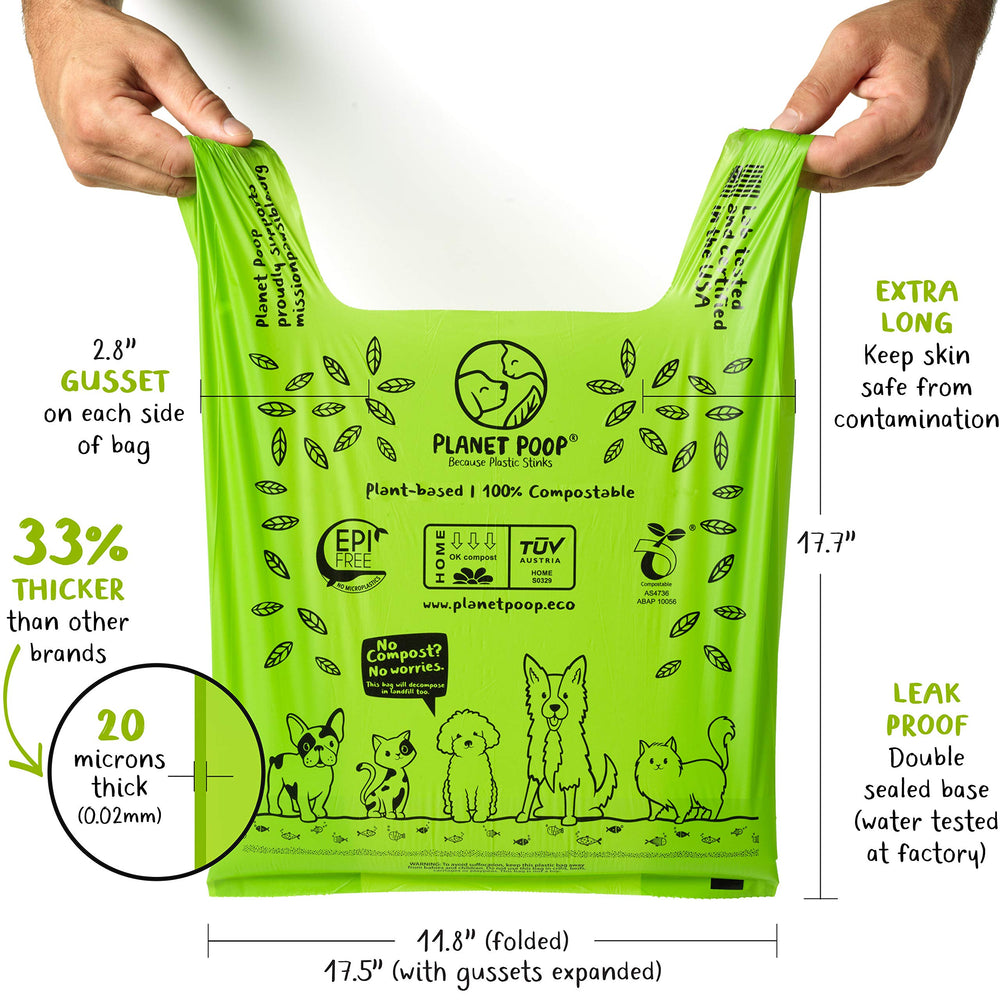 PLANET POOP TÜV AUSTRIA certified compostable bags.