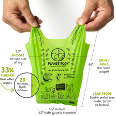 Planet Poop unscented dog bags with handles for easy pickup