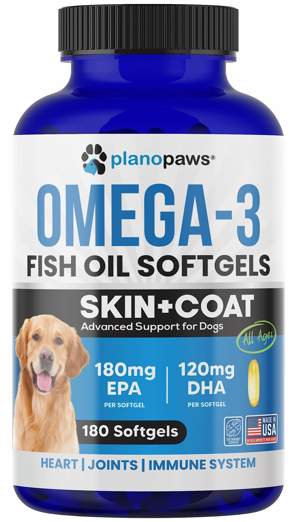 Planopaws daily dog supplement improves coat and skin health.