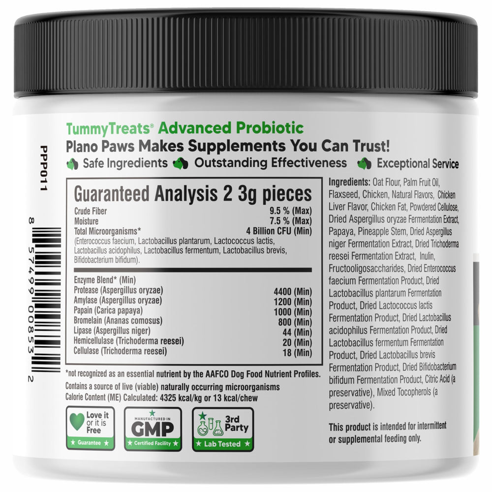 Planopaws bottle beside a dog bowl, family friendly supplement