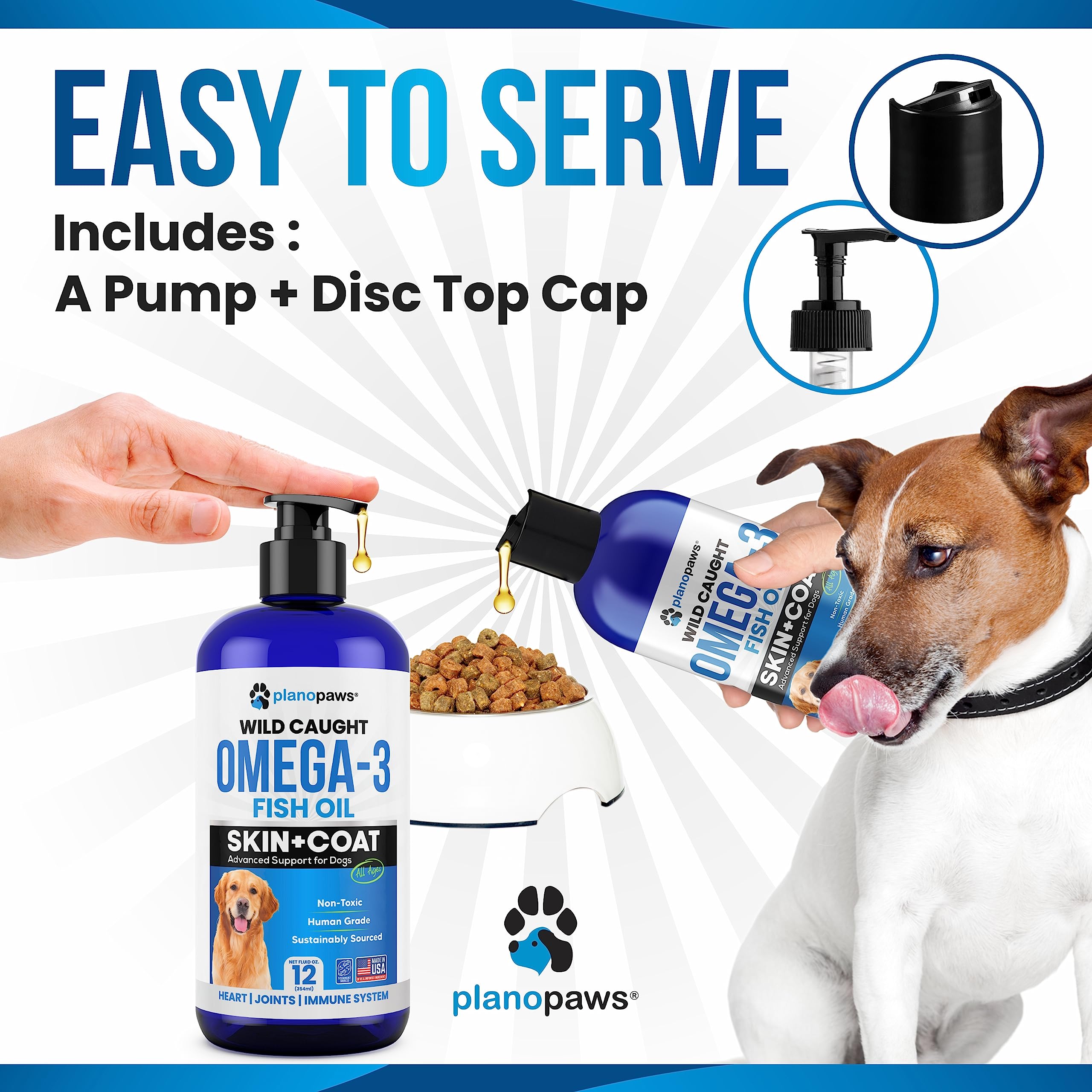 Planopaws dog meal with omega-3 topping added to food