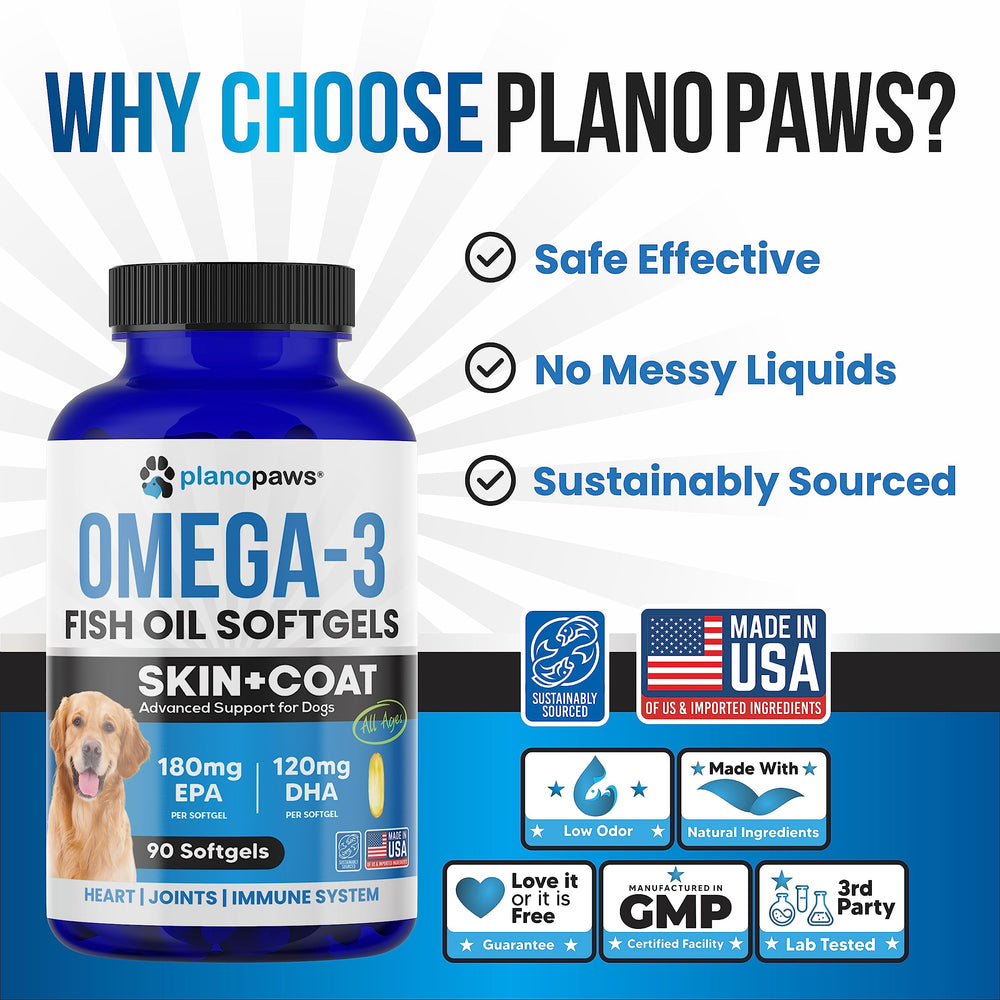 Planopaws dog skin-coat improvement with omega-3 supports a healthier shine