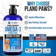 Planopaws Omega 3 for Dogs dispensing on food dish demonstrates simple meal integration