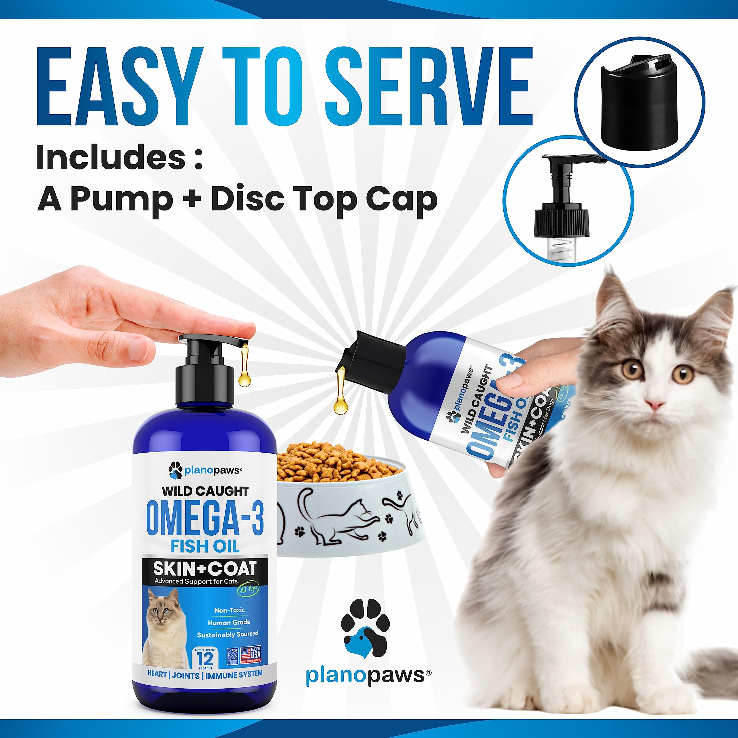 Planopaws Omega 3 cat food dish ready for oil addition.