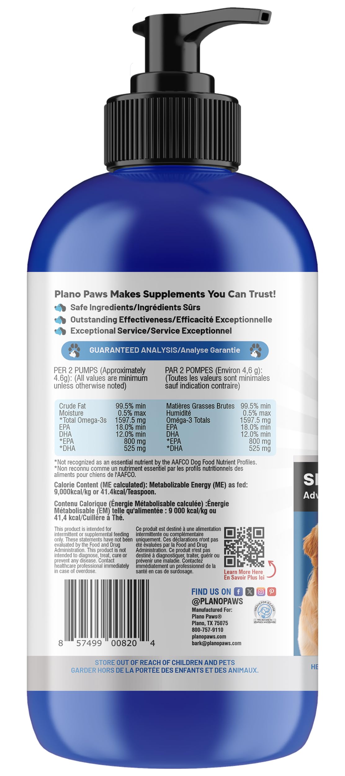 Planopaws sustainable packaging for dog omega-3 oil