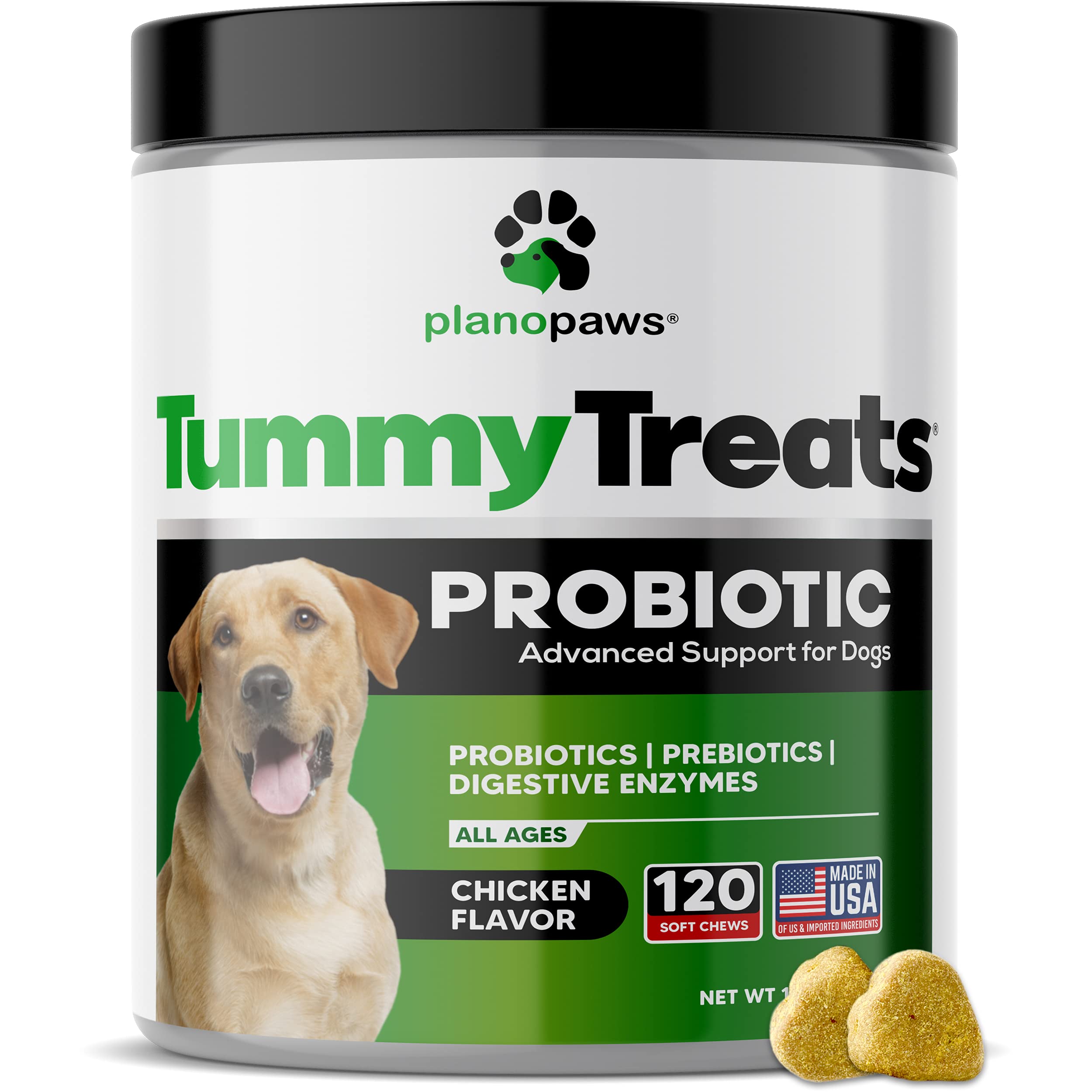 Planopaws Tummy Treats soft chews with probiotics for dogs' digestion and gut health