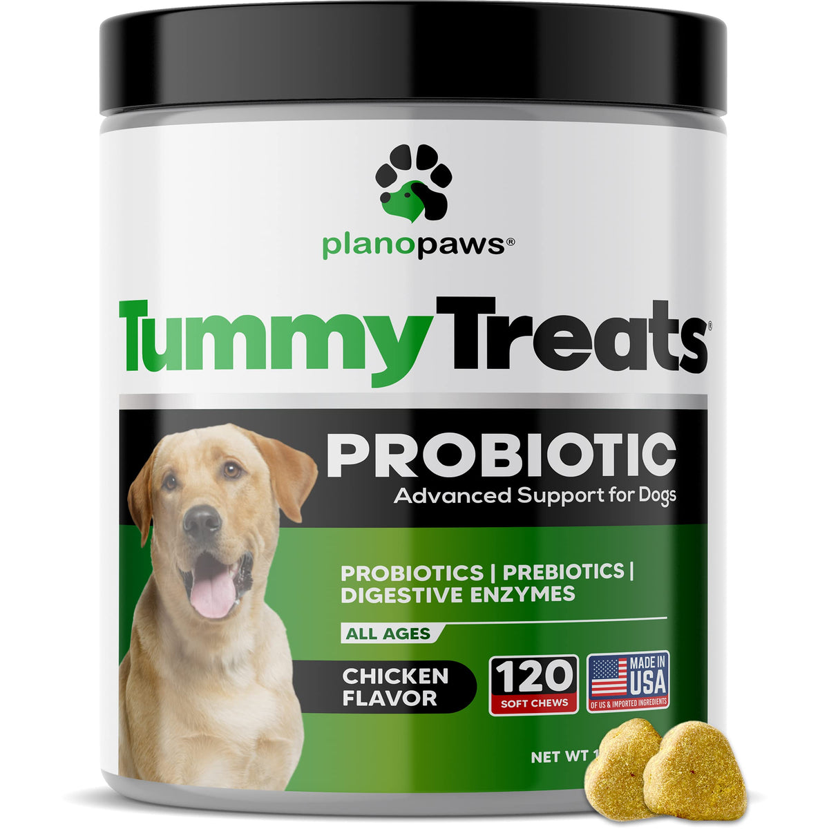 Planopaws Tummy Treats soft chews with probiotics for dogs' digestion and gut health