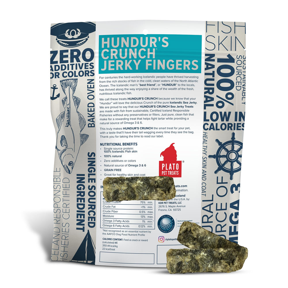 PLATO Hundur's Crunch Jerky Fingers air-dried cod skin for dogs