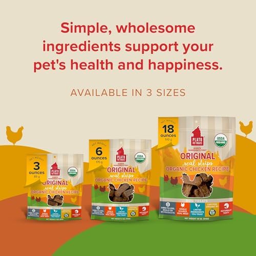 PLATO Real Strips brown rice ingredients emphasizing natural nutrition with meat goodness