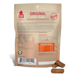 PLATO Real Strips dog chewing bar showing tender texture ideal for training rewards