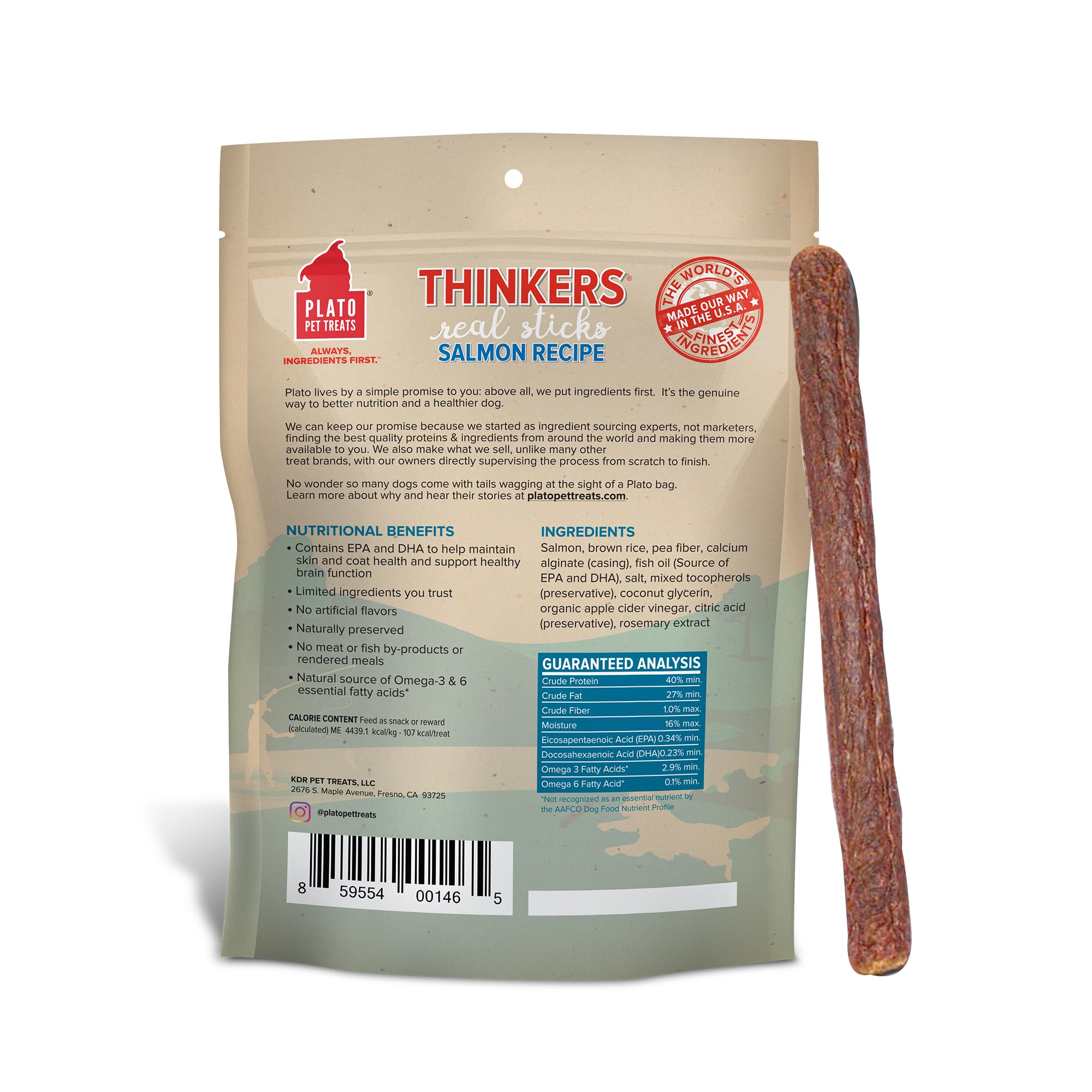 PLATO Thinkers Salmon 10oz pack front, convenient two-pack for sharing.