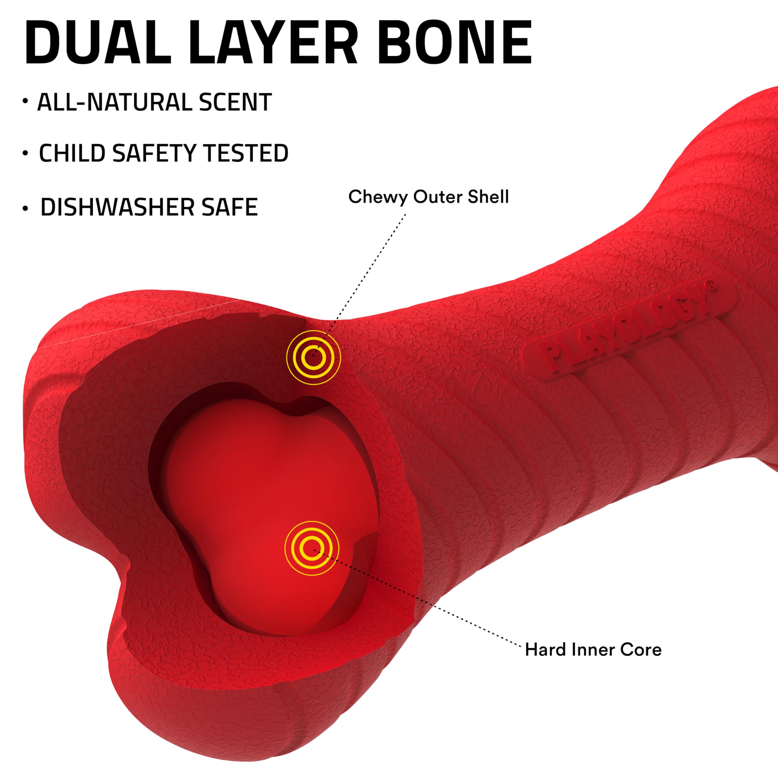 Beef-scented jumbo bone from Playology to extend play.