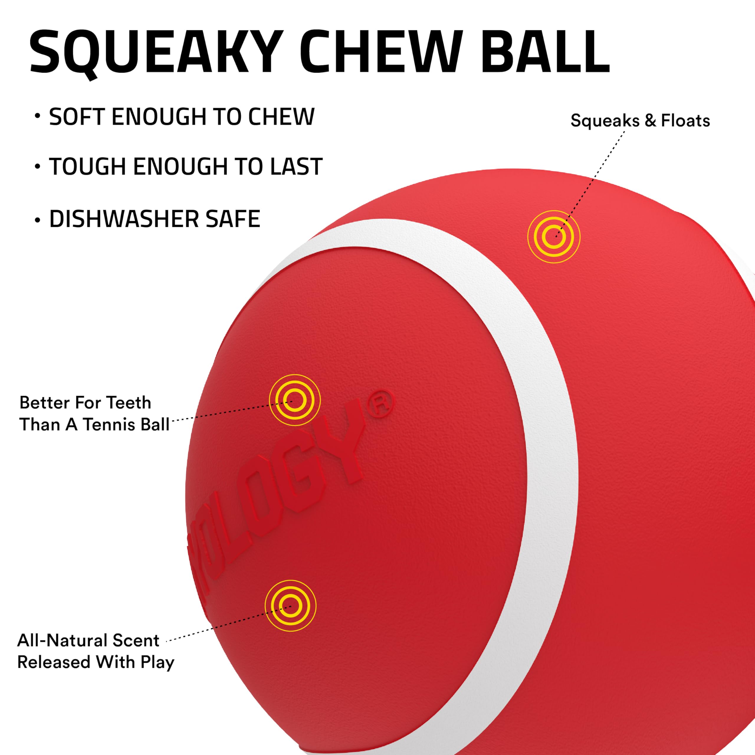 Beef-scented Playology squeaky ball designed for interactive chew and fetch