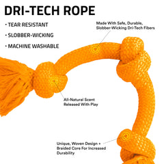 Cheddar cheese scented rope toy supports engaging tug sessions for tough chewers
