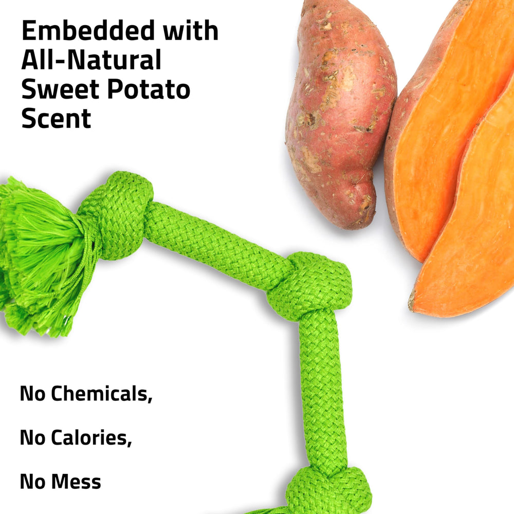 Easy to clean Playology rope toy is machine washable and non-toxic for safe fun.