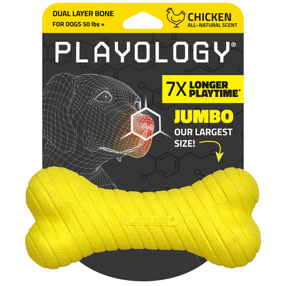 Playology dual-layer bone dog toy—durable chew for large dogs
