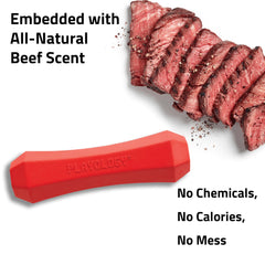 Durable rubber dog toy designed for rugged indoor and outdoor play.